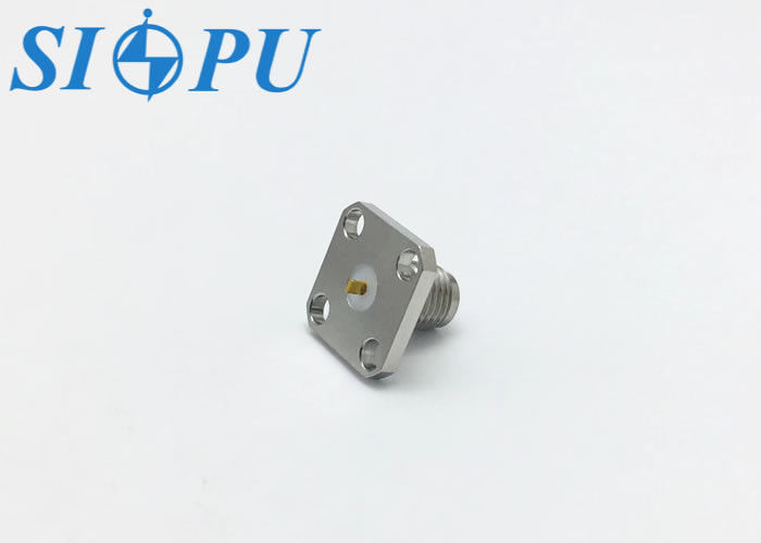 SMA Female RF Connector, 4-Hole Flange, PCB Microstrip Mount, Kích thước 1,3 × 0,5 × 1,5 cm