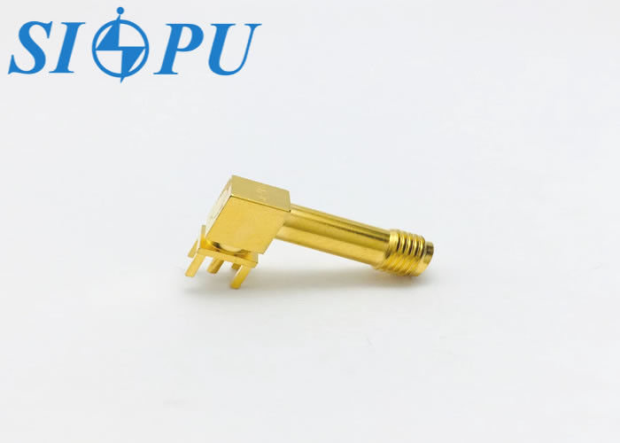 SMA ربط RF الإناث، الزاوية اليمنى، PCB Mount Microstrip، نوع اللحام