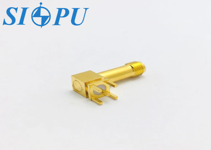 SMA ربط RF الإناث، الزاوية اليمنى، PCB Mount Microstrip، نوع اللحام