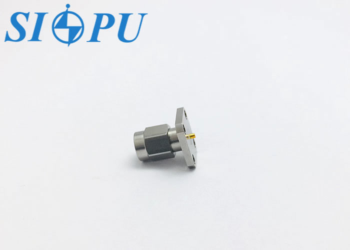 SMA Pria Microstrip RF Koaksial Connector Flange dipasang bahan stainless steel