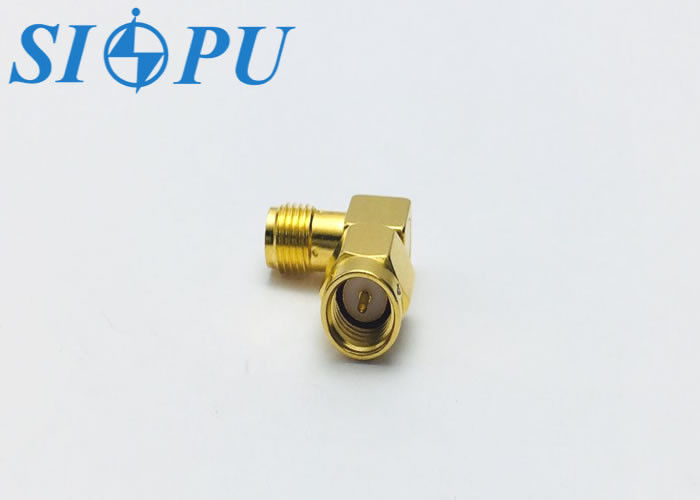 Adaptador coaxial de RF de SMA masculino a SMA femenino tipo ángulo recto