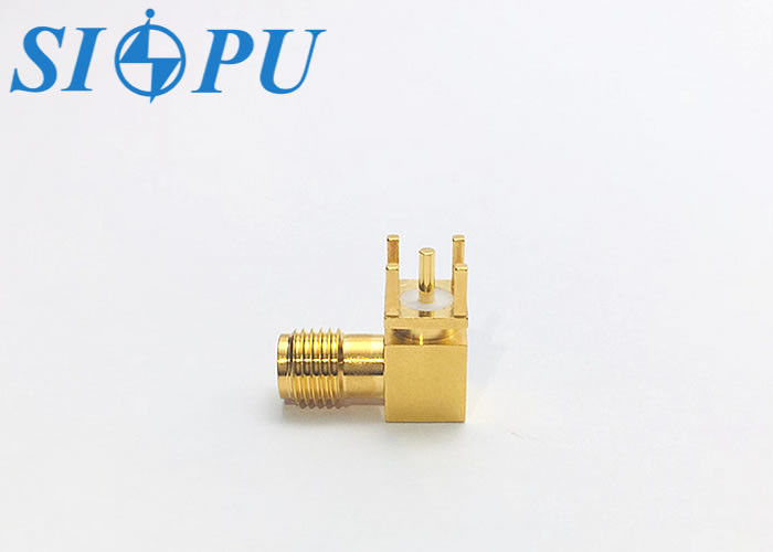Connecteur coaxial RF féminin SMA   P type micro-bandes d'angle, soudage par PCB, 18 GHz