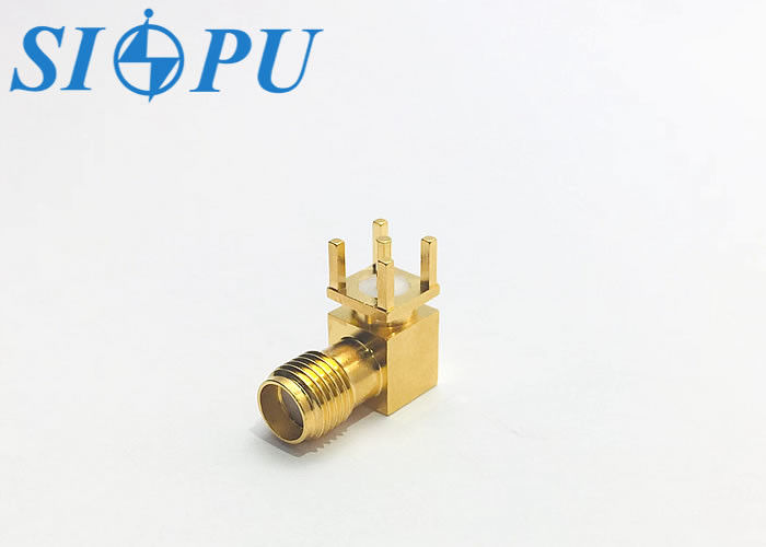 Connecteur coaxial RF féminin SMA   P type micro-bandes d'angle, soudage par PCB, 18 GHz