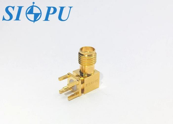 Connecteur coaxial RF féminin SMA   P type micro-bandes d'angle, soudage par PCB, 18 GHz