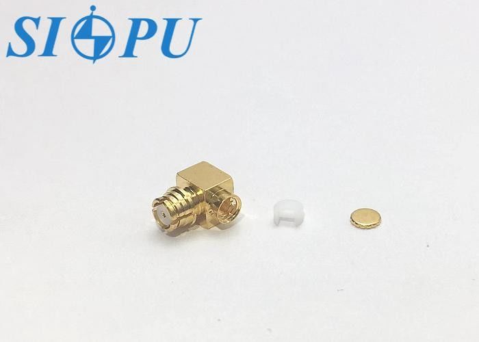SMP Phụ nữ góc phải RF Coaxial Connector cho 2# Semi-Rigid / Semi-Flexible Cable