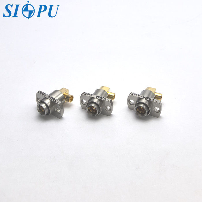 SBMA female coax connector – Right-Angle,flange design, Compatible with 2# Semi-Flexible or Semi-Rigid Cable