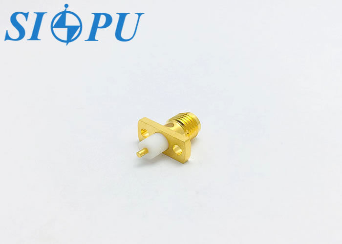 Conector coaxial de RF femenino SMA Tipo de microstripe, brida de doble orificio, montaje azul